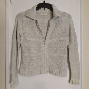 Gray Knit Zip Up Sweater
